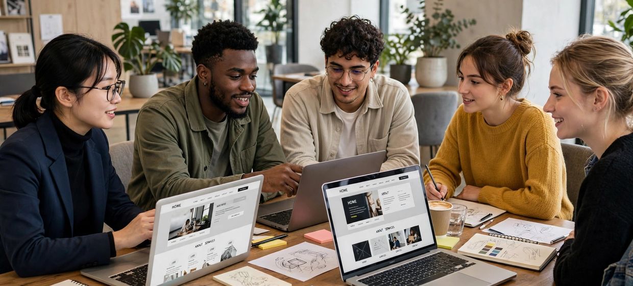 Agency team collaborating on website projects