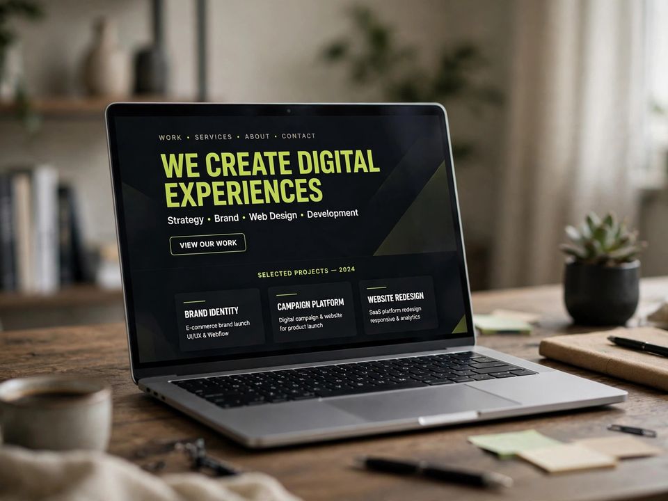 Digital agency website on a laptop