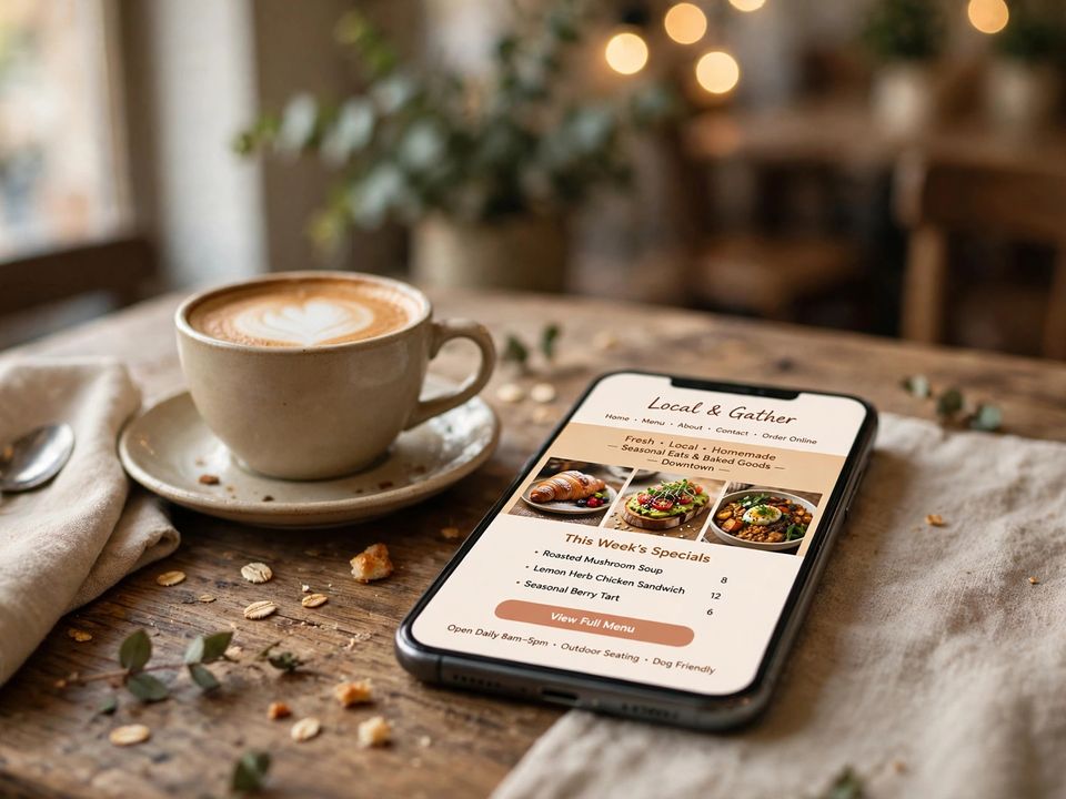 Local business website on a smartphone