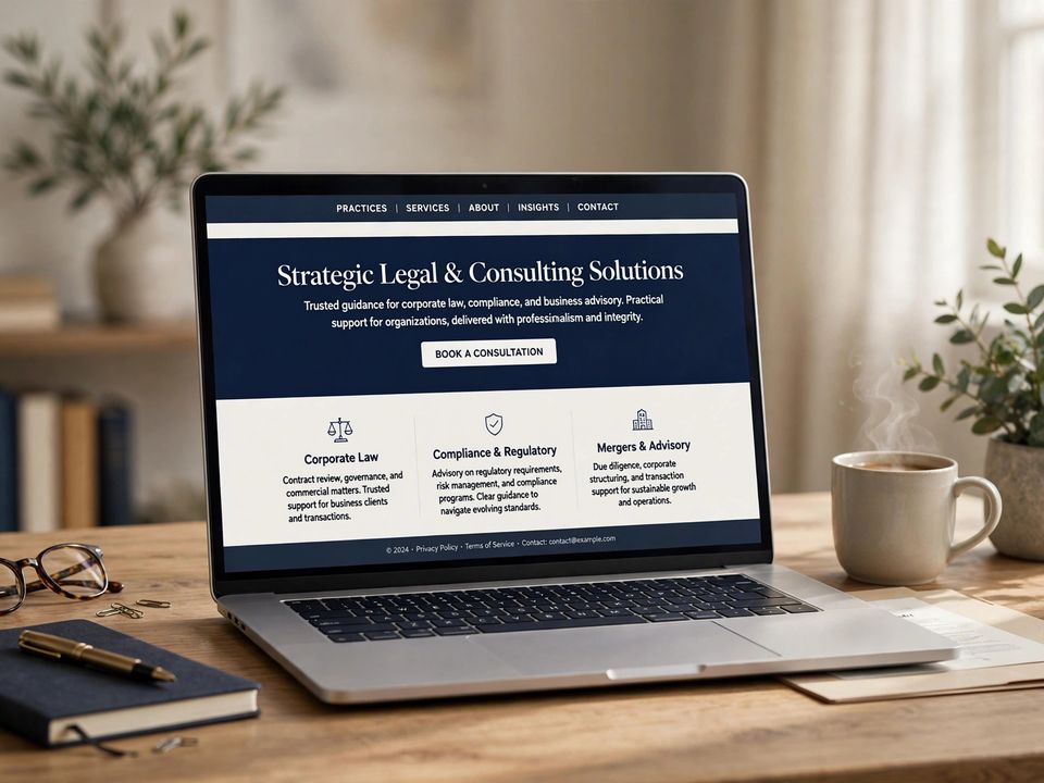 Professional services website on a laptop